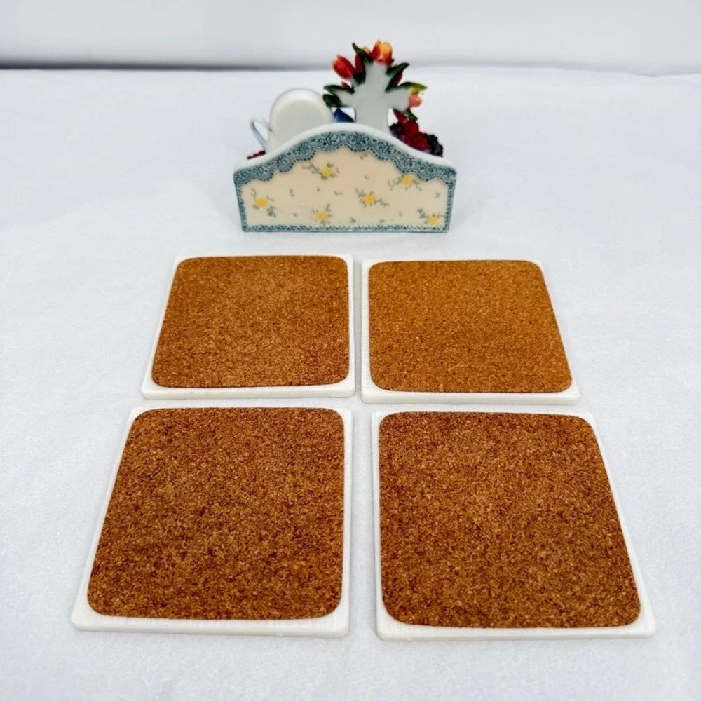 Richesco Corporation Coaster Set Blue White Teapot Floral 5 Piece Set ***READ**